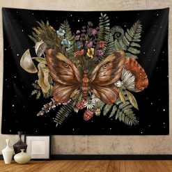 Tenture Murale Bohème Papillon de Nuit et Bouquet Sauvage