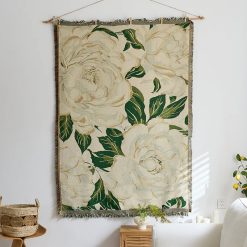 Tenture Murale Bohème - Pivoines Blanches & Émeraude