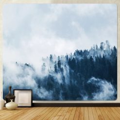 Tenture Murale Forêt Mystique - Brume de Sapins