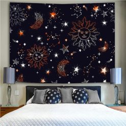 Tenture Murale Hippie Constellations et Soleils Célestes
