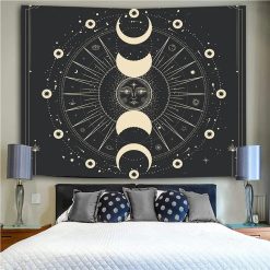 Tenture Murale Hippie Cycle Lunaire et Soleil Éso