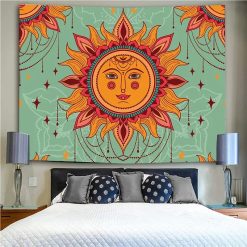 Tenture Murale Hippie Soleil Mandala aux Tons Ambrés