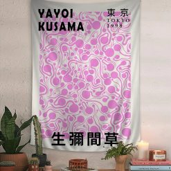Tenture Murale Japonaise Hommage à Yayoi Kusama Rêverie Organique Rose