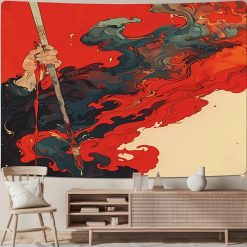 Tenture Murale Japonaise « Lame du Dragon Écarlate »