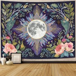 Tenture Murale Lunaire "Éclat Astral & Roses Nocturnes"
