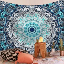 Tenture Murale Mandala "Cristal Océanique Turquoise"