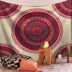 Tenture Murale Mandala "Énergie Bohème Rouge & Turquoise"