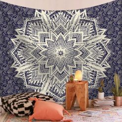 Tenture Murale Mandala "Étoile Bohème Indigo"