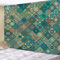 Tenture Murale Mandala « Mosaïque Azur Vintage »