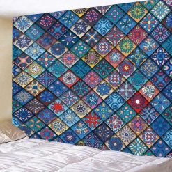 Tenture Murale Mandala « Patchwork Indigo Oriental »