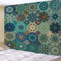 Tenture Murale Mandala « Rosaces Océaniques Turquoise »