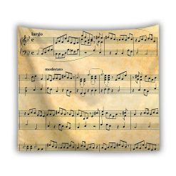 Tenture Murale Musique Partition Vintage Largo Moderato