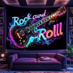 Tenture Murale Musique Rock - Rock & Roll Néon Électrique