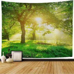 Tenture Murale Nature - Clairière Lumineuse aux Rayons du Matin