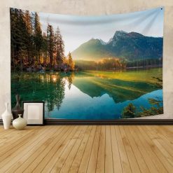 Tenture Murale Nature - Miroir Émeraude des Montagnes Paisibles