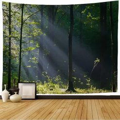 Tenture Murale Nature "Rayons Secrets de la Forêt Profonde"