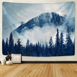 Tenture Murale Paysage - Crête Rocheuse et Brume Bleue