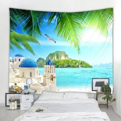 Tenture Murale Paysage Évasion Santorin Tropical