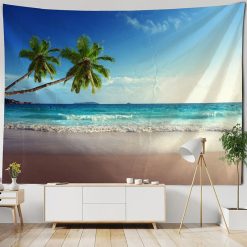 Tenture Murale Paysage Plage aux Deux Palmiers
