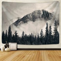 Tenture Murale Paysage - Sommet Alpin et Brume Noire & Blanc