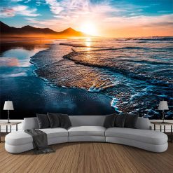 Tenture Murale Paysage Vagues au Crépuscule