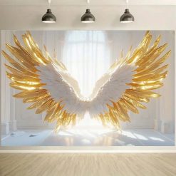 Tenture Murale Ailes Angéliques "Ailes Dorées de l’Éveil Céleste"