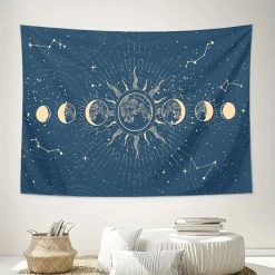 Tenture Murale Hippie Lune & Soleil "Danse des Astres Célestes"