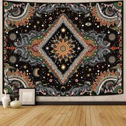 Tenture Murale Hippie Mandala Solaire et Losange Ethnique