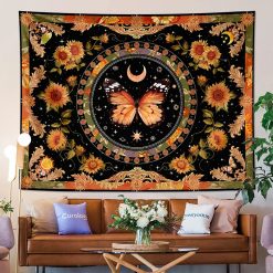 Tenture Murale Hippie Papillon Monarque et Tournesols Astraux