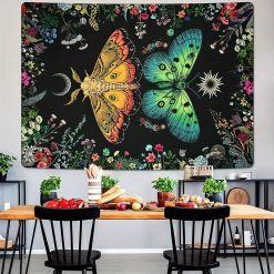 Tenture Murale Hippie Papillons Célestes et Équilibre Astral