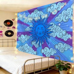 Tenture Murale Hippie Soleil de Minuit et Nuages Azur