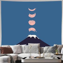 Tenture Murale Japonaise « Chats Dormeurs du Mont Fuji »