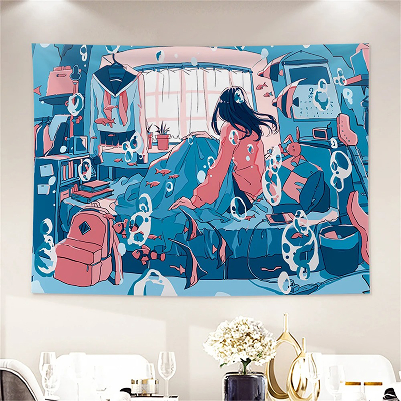 Tenture Murale Japonaise Manga « Chambre Submergée de Mélancolie »