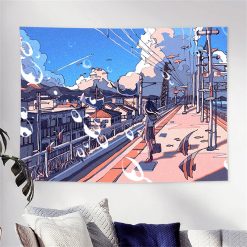 Tenture Murale Japonaise Manga « Quai des Rêves Marins »