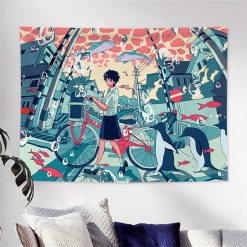 Tenture Murale Japonaise Manga « Rue Aquatique des Songes »