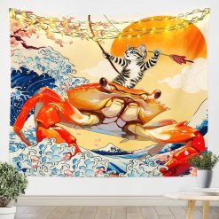 Tenture Murale Japonaise « Neko Archer du Crabe Impérial »