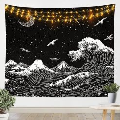 Tenture Murale Japonaise « Nuit des Vagues du Mont Fuji »