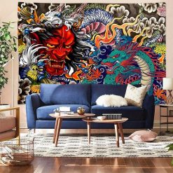 Tenture Murale Japonaise « Trio de Tigres Furieux »