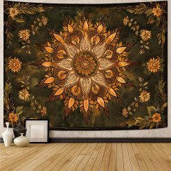 Tenture Murale Mandala Automne et Tournesols Vintage