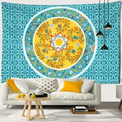 Tenture Murale Mandala Azur et Soleil Méditerranéen