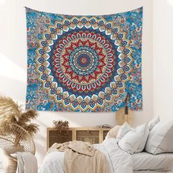 Tenture Murale Mandala Azure et Rosace Multicolore