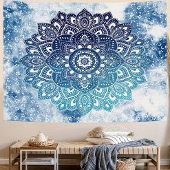 Tenture Murale Mandala "Brume Azurée"