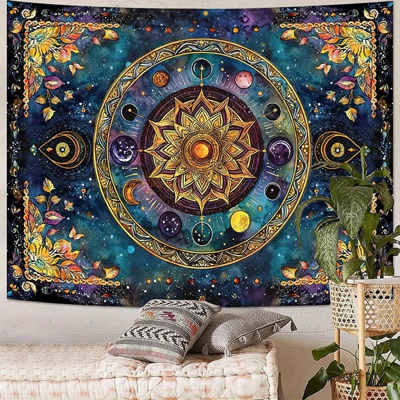 Tenture Murale Mandala « Constellation Astrale Dorée »