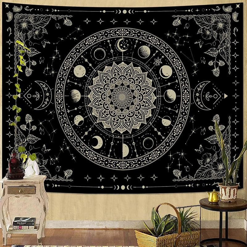 Tenture Murale Mandala Cycles Lunaires et Astrologie Mystique