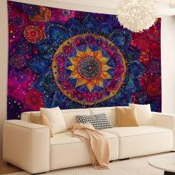 Tenture Murale Mandala « Éclat Psychédélique Cosmique »