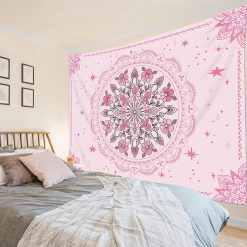 Tenture Murale Mandala « Éclosion Stellaire Rose Poudré »