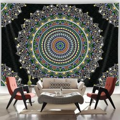 Tenture Murale Mandala Émeraude et Rosace Impériale