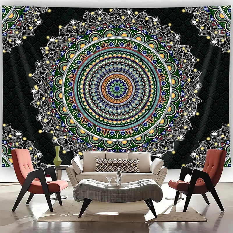 Tenture Murale Mandala Émeraude et Rosace Impériale