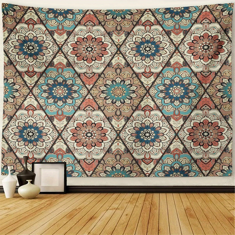 Tenture Murale Mandala Losanges Ethniques et Rosaces Vintage