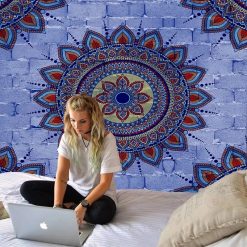 Tenture Murale Mandala "Rosace d'Azur"